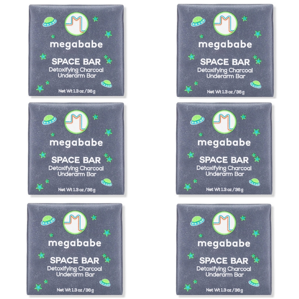 NEW 6× Megababe Space Bar Detoxifying Charcoal Underarm Bar Travel